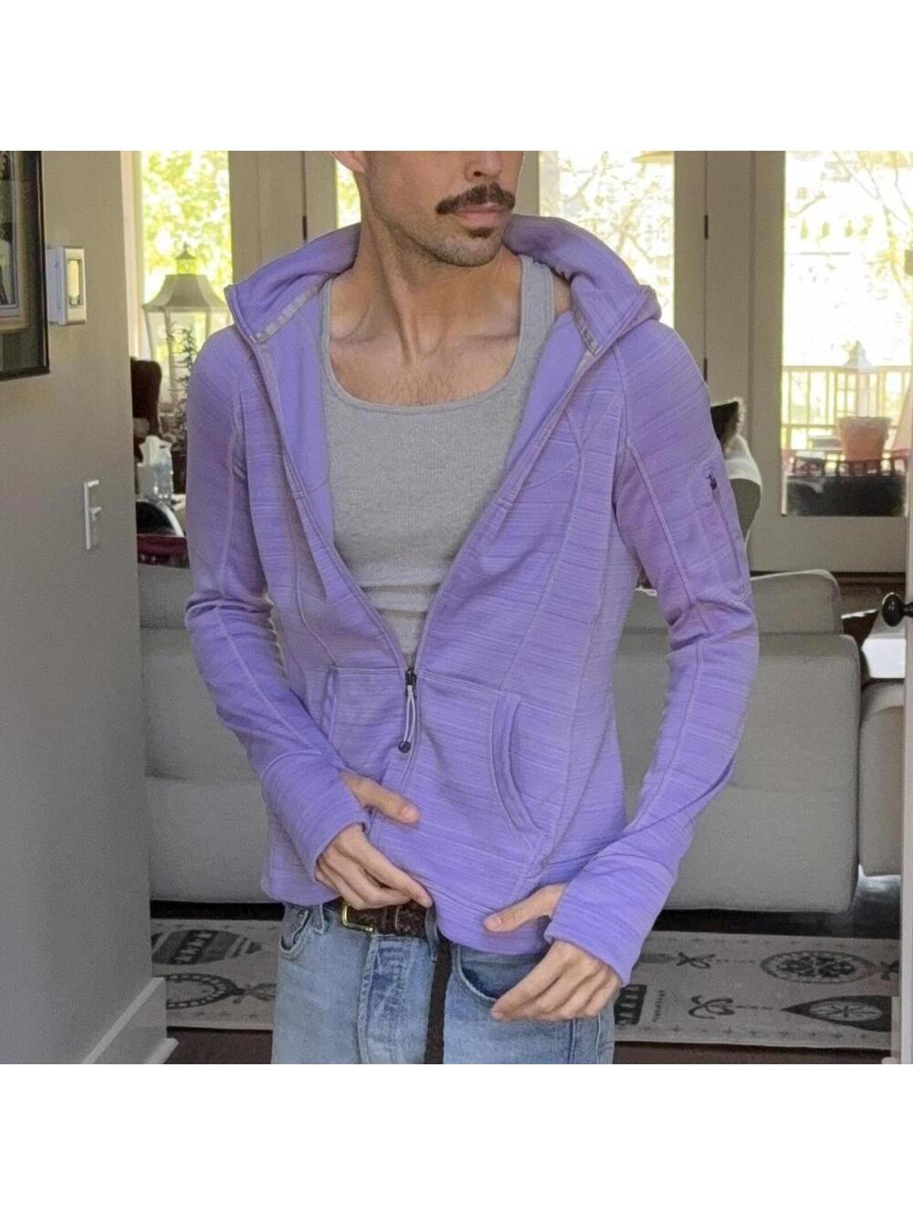 💜 Athleta Lavender Zip Hoodie Size L Soft Performance Jacket